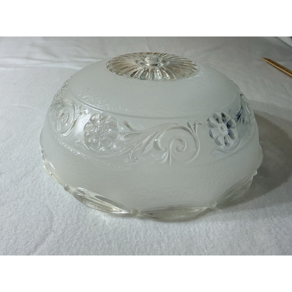 Vintage ART DECO Frosted Glass Lamp CEILING LIGHT FIXTURE Shade 12 1/4"